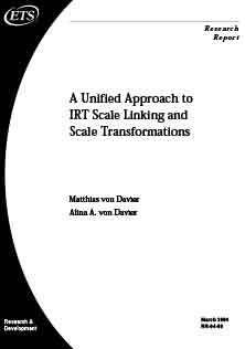A Unified Approach To IRT Scale Linking