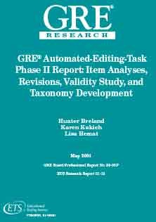 GRE Automated Editing Task Phrase, Item Analysis Revision And Validity Study