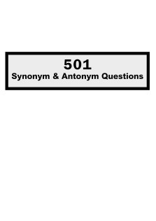 501Synonym and Antonym Questions
